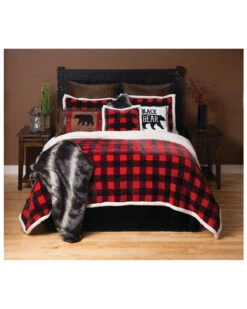Carstens Home Red Lumberjack Buffalo Plaid 3-Piece Sherpa Fleece Bedding Set - Twin Size