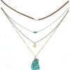 Prime Time Jewelry Women's 4-Piece Silver & Gold Turquoise Layered Necklace Set -Boot Haven Shop 2000322182 710 P1