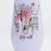 New Creations Women's 16oz Stay Wild Bull Skull Stemless Wine Bottle