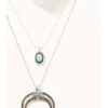 Prime Time Jewelry Women's Silver Crescent Horn & Turquoise Pendant Layered Necklace Set -Boot Haven Shop 2000334007 040 P1