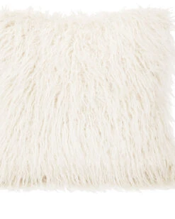 HiEnd Accents White Mongolian Faux Fur Cushion Cover
