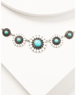 Prime Time Jewelry Women's Silver Turquoise & White Concho Jewelry Set -Boot Haven Shop 2000338300 040 P2