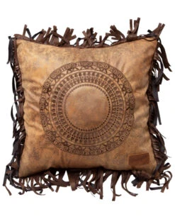 Carstens Circle Of Life Faux Leather Throw Pillow