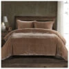HiEnd Accents Dusty Rose Stella Faux Silk & Velvet Super King 3-Piece Duvet Cover Set -Boot Haven Shop 2000388468 662 P1