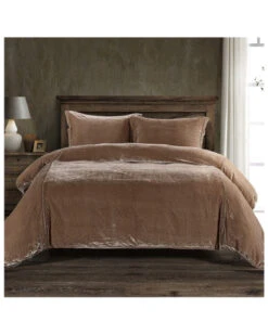 HiEnd Accents Dusty Rose Stella Faux Silk & Velvet Super King 3-Piece Duvet Cover Set