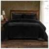 HiEnd Accents Black Stella Faux Silk & Velvet Super Queen 3-Piece Duvet Cover Set -Boot Haven Shop 2000388472 001 P1