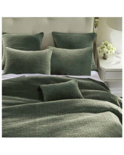 HiEnd Accents Fern Green Stonewashed Cotton & Velvet 3-Piece Full/Queen Quilt Set