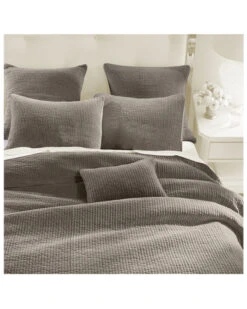 HiEnd Accents Taupe Stonewashed Cotton & Velvet 3-Piece Full/Queen Quilt Set